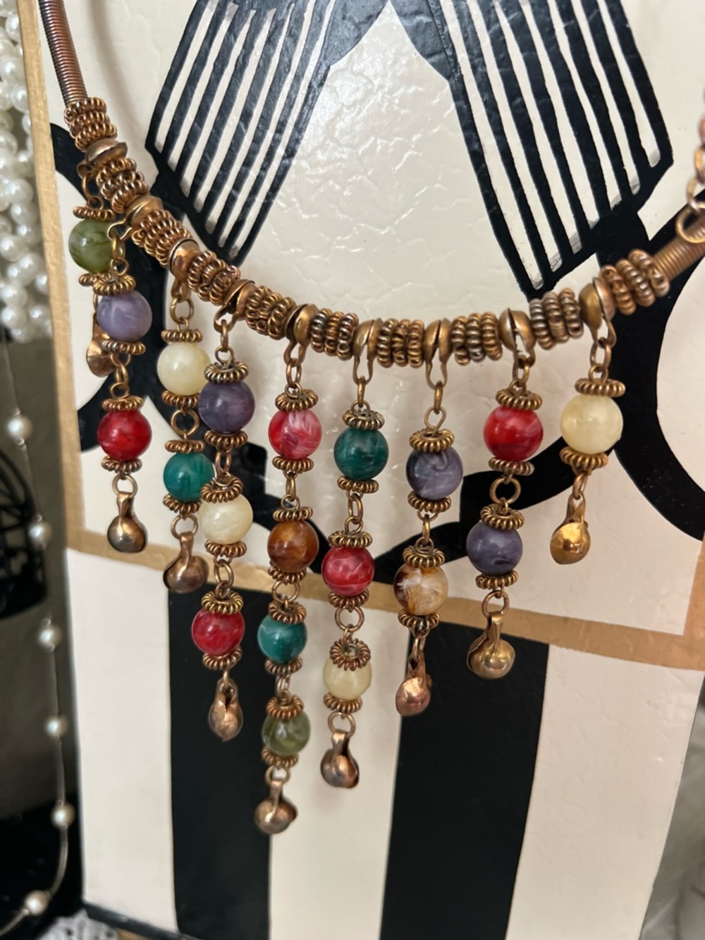 Vintage 1920’s Multi-Color Beaded Triable Drop Necklace - Women Jewelry